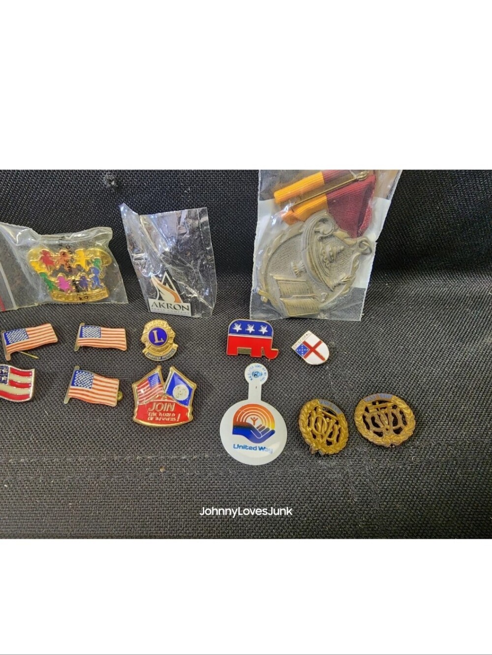 Vintage Pinback Lot Advertising Political Patriotic Flags Autism Military Used View 3